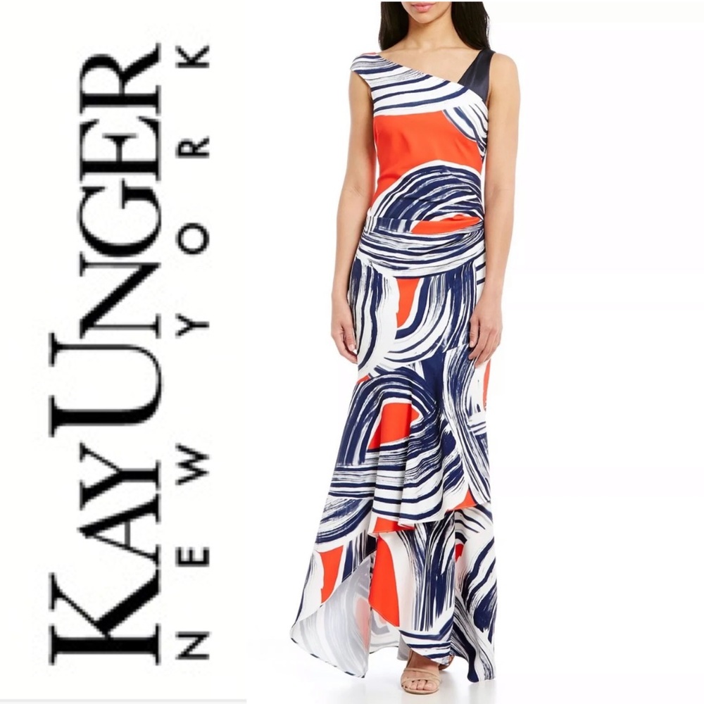 Kay Unger Bold Print Mermaid Maxi Dress K111228